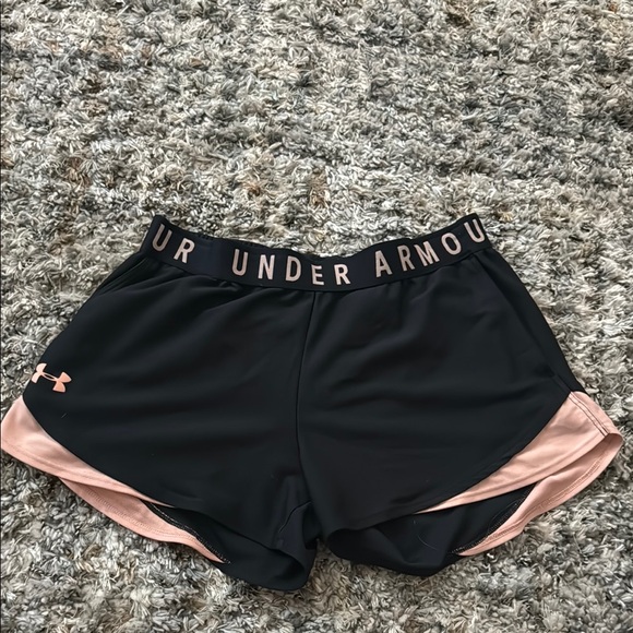 Under Armour Women's Black and Pink Shorts - Picture 1 of 1